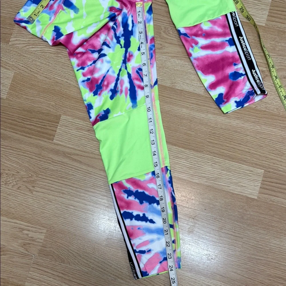 Justice Girls XL Tie Dye Leggings Neon Pink Blue Green Athleisure